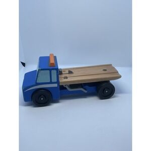 Melissa & Doug Flatbed Tow Or‎ Wrecker Truck Wooden Quality Toy Clean 10in Long